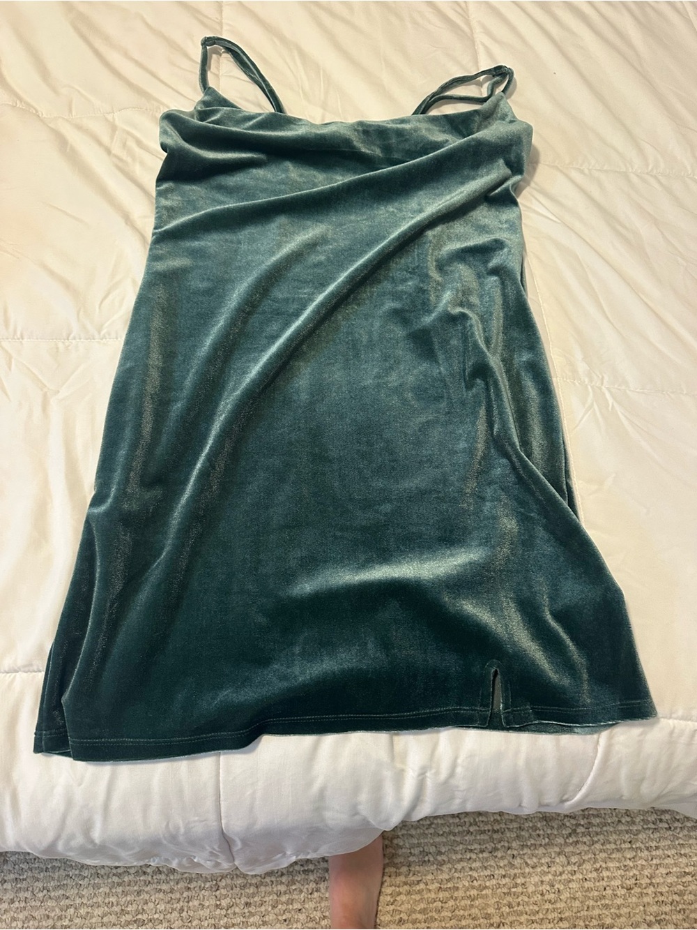 Pink Rose Teal Velvet Slip Mini Dress